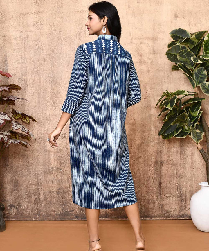 Indigo ajrakh hand printed cotton kurti