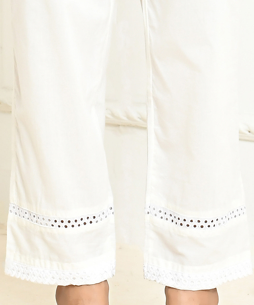 White handblock printed cotton pant