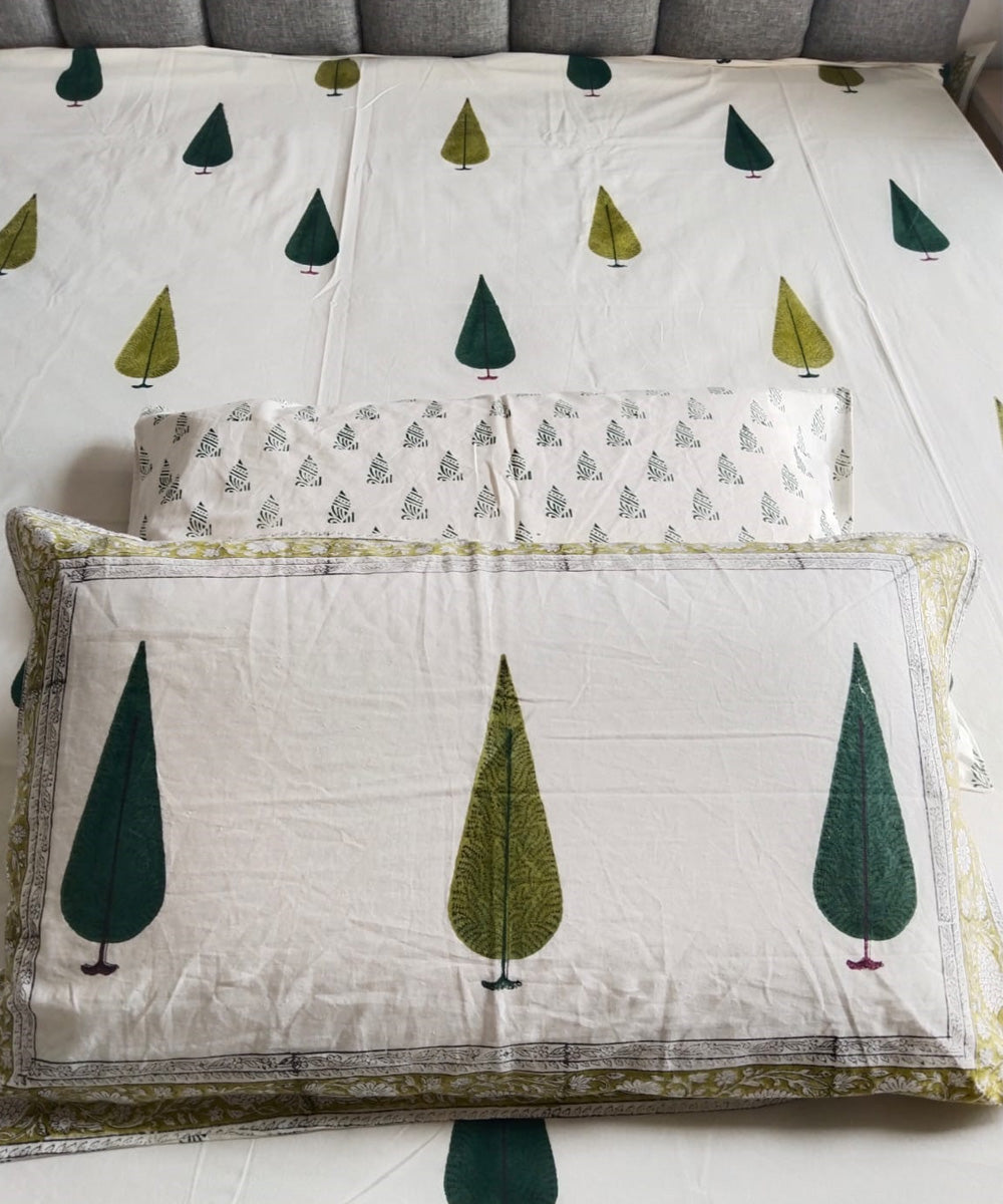 Multicolor hand block printed cotton double bed king size bedsheet