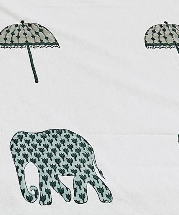 Navy blue offwhite hand block printed cotton double bed bedsheet