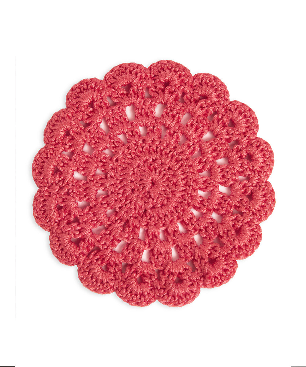 Pink handcrafted crochet coaster set of 4