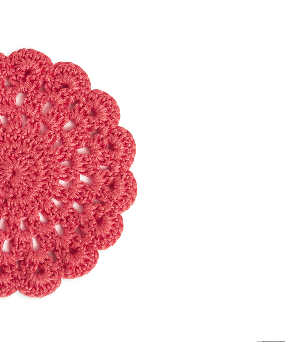 Pink handcrafted crochet coaster set of 4