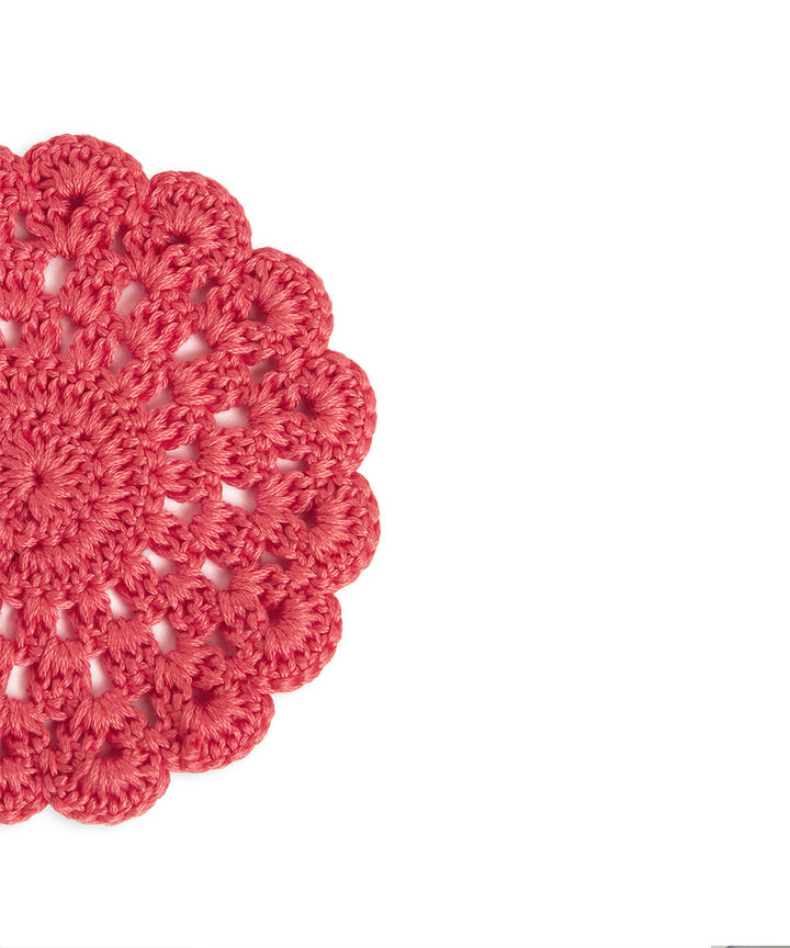 Pink handcrafted crochet coaster set of 4