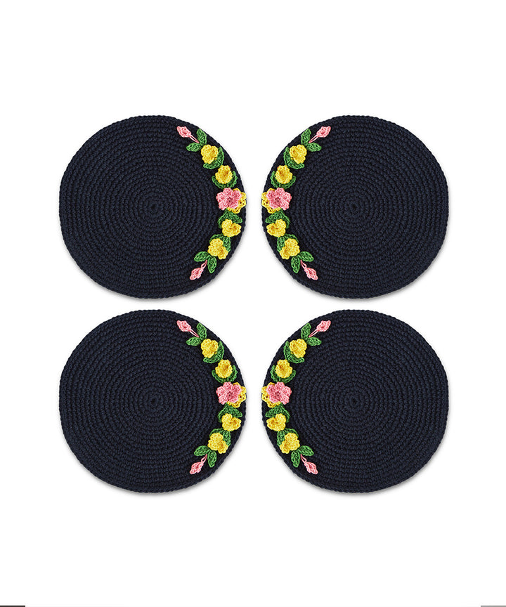 Navy blue handcrafted crochet coaster set of 4