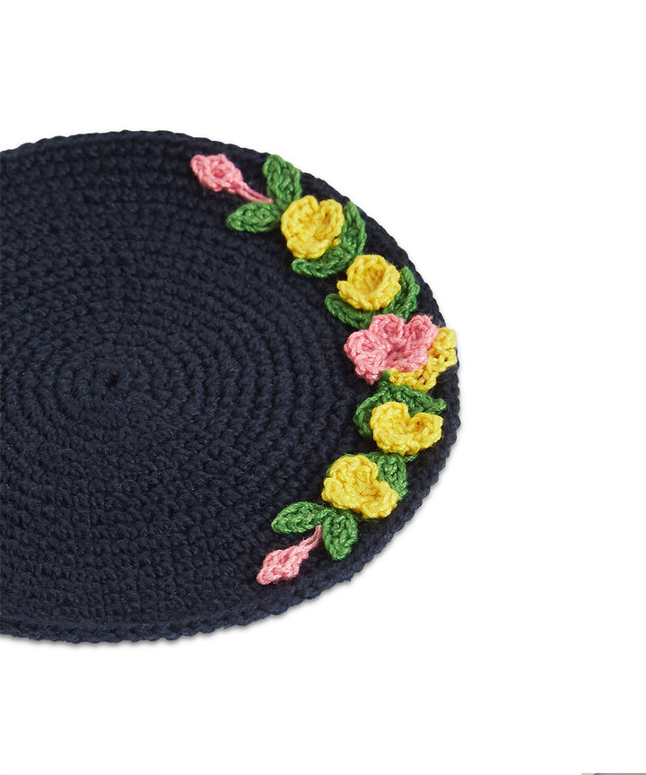 Navy blue handcrafted crochet coaster set of 4
