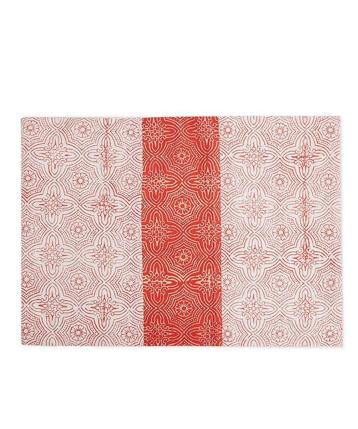 Red white handblock print cotton placemat set of 2