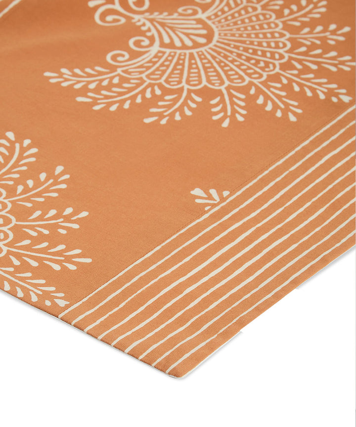 Brown white handblock print cotton table mat set of 4