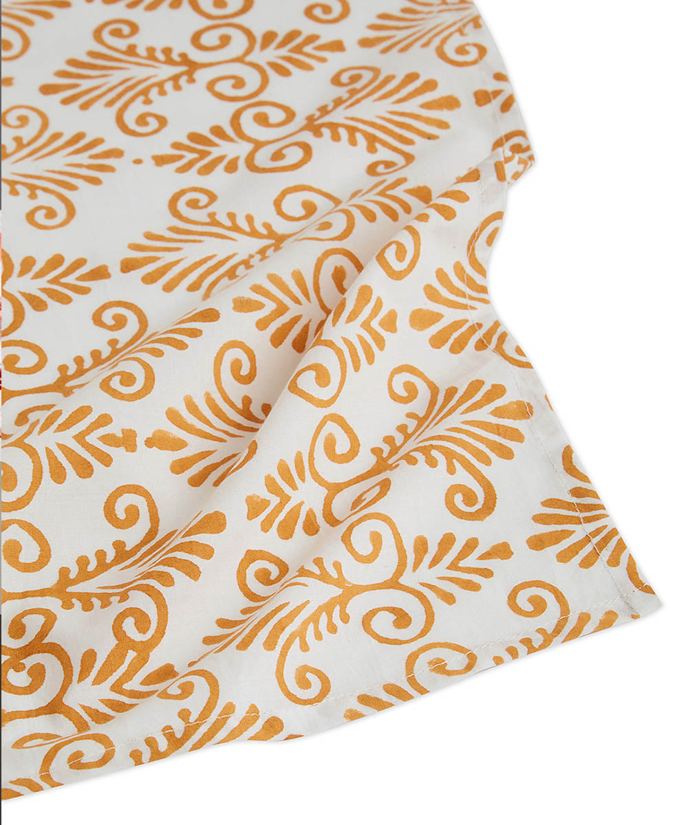 Brown white handblock print cotton napkin set of 4