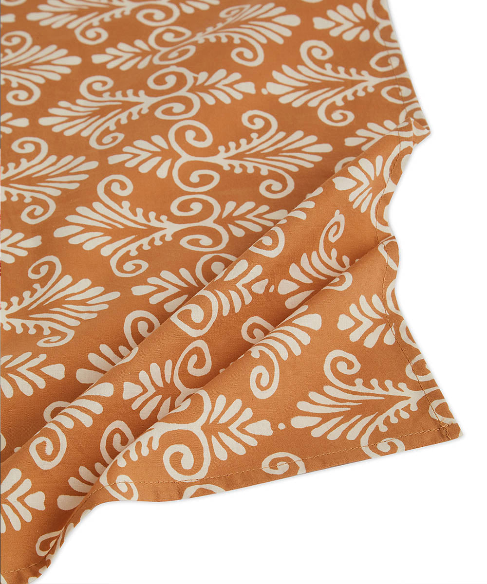 Brown white handblock print cotton napkin set of 4