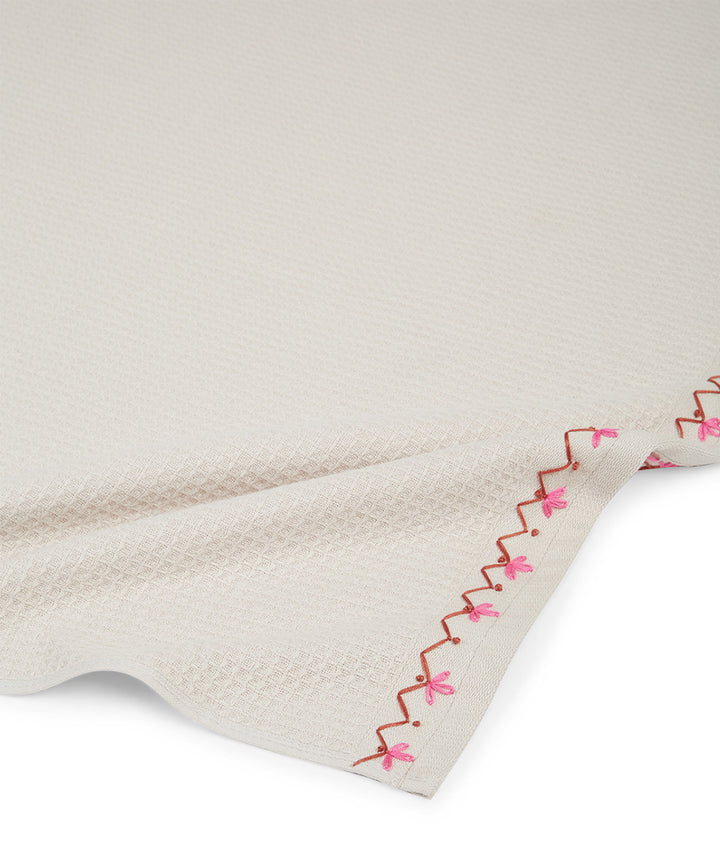 Beige pink hand embroidery cotton bathing towel