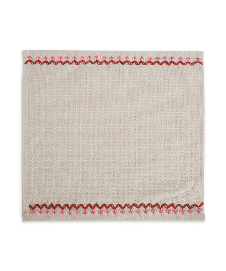 Beige pink hand embroidery cotton bathing towel