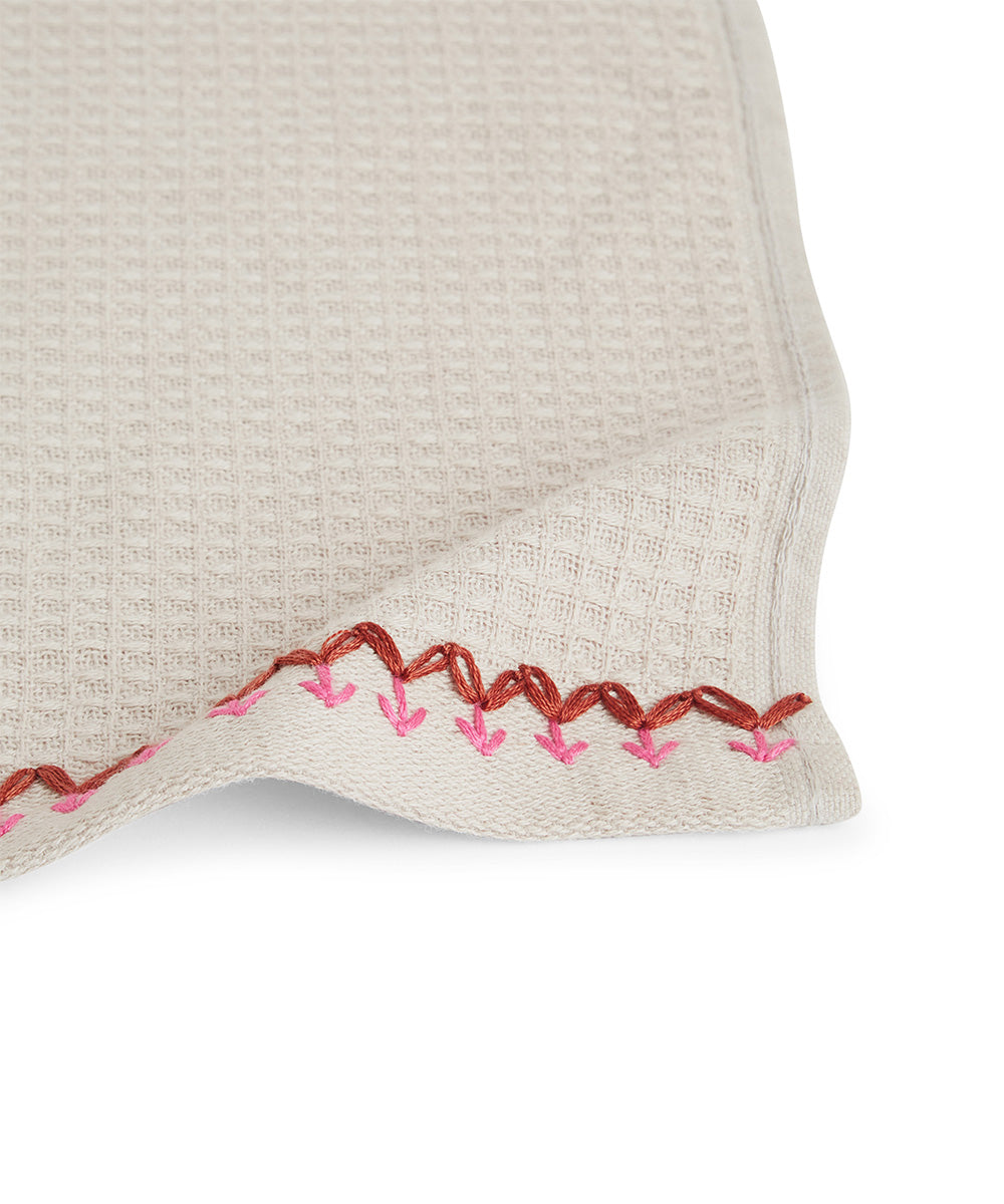 Beige pink hand embroidery cotton bathing towel