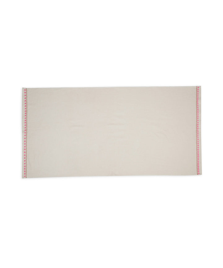 Off white pink hand embroidery cotton bathing towel