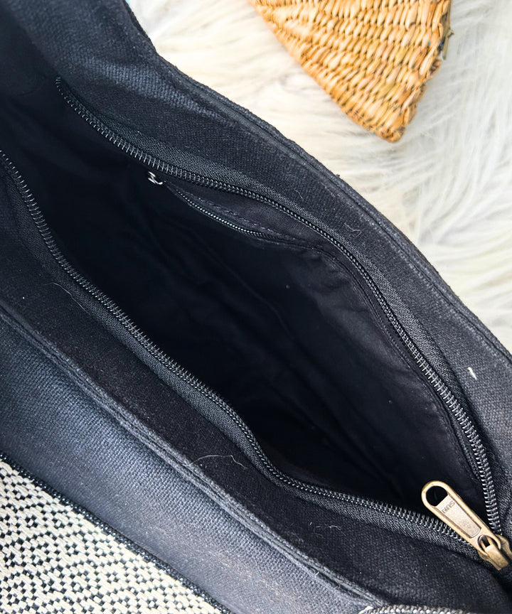Black maple hand embroidered kashmiri canvas saddle bag