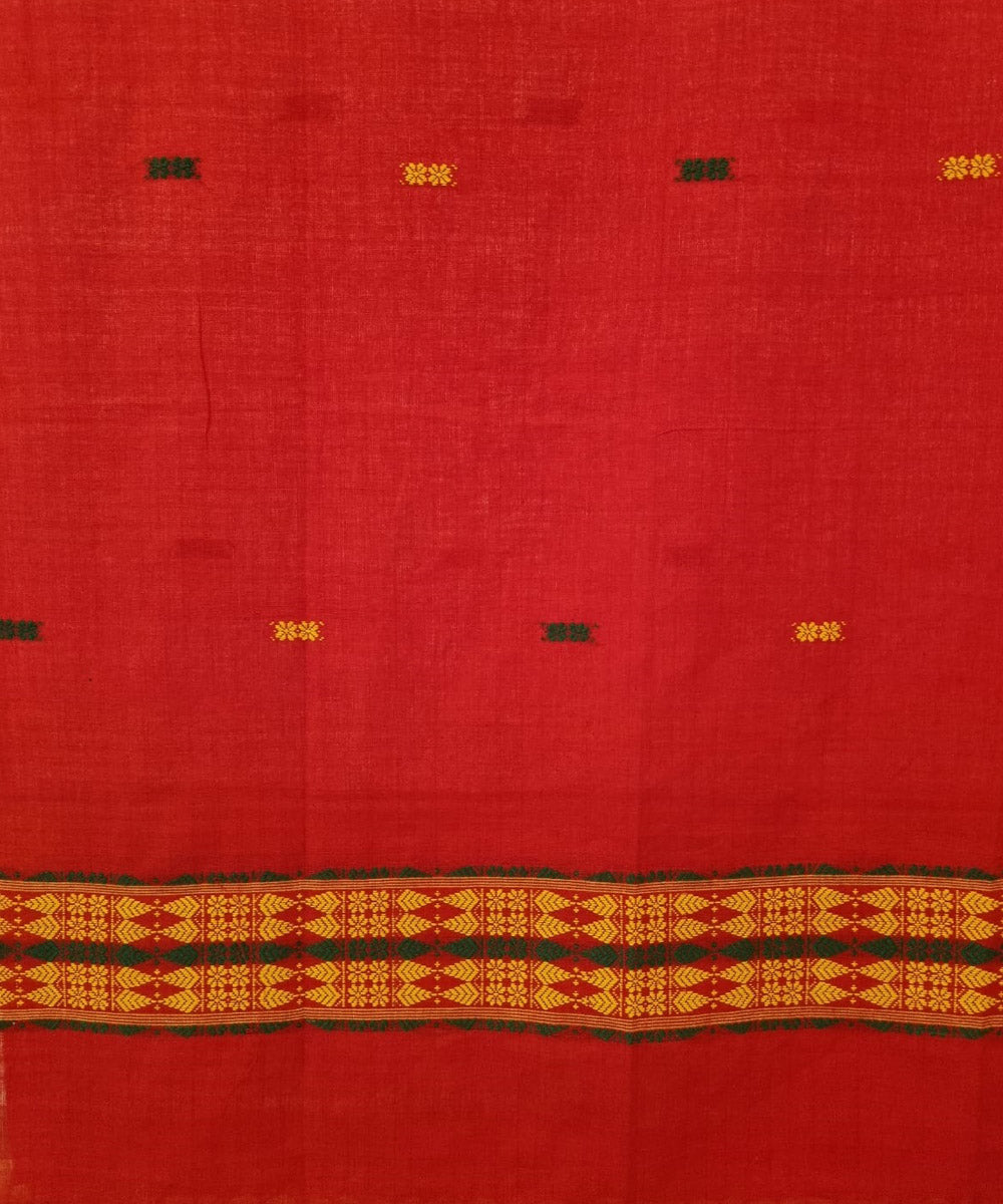 Red multicolor buti handloom cotton assam dupatta