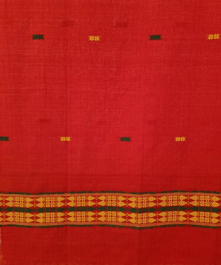 Red multicolor buti handloom cotton assam dupatta