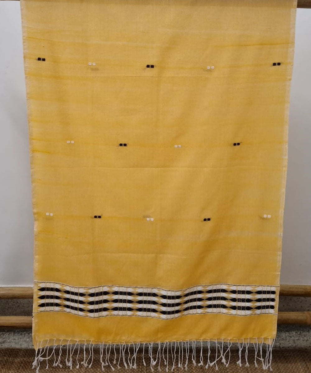 Yellow black handloom cotton assam dupatta