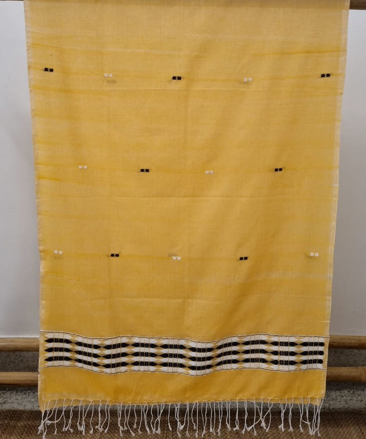 Yellow black handloom cotton assam dupatta