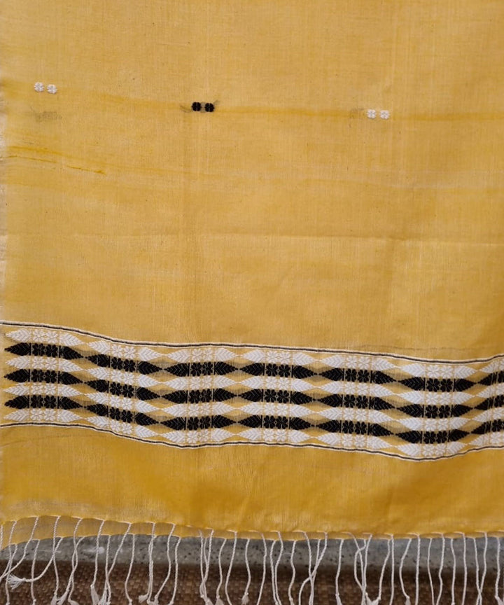 Yellow black handloom cotton assam dupatta