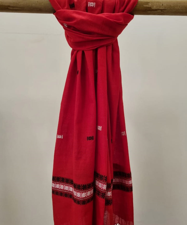 Red black handloom cotton assamdupatta