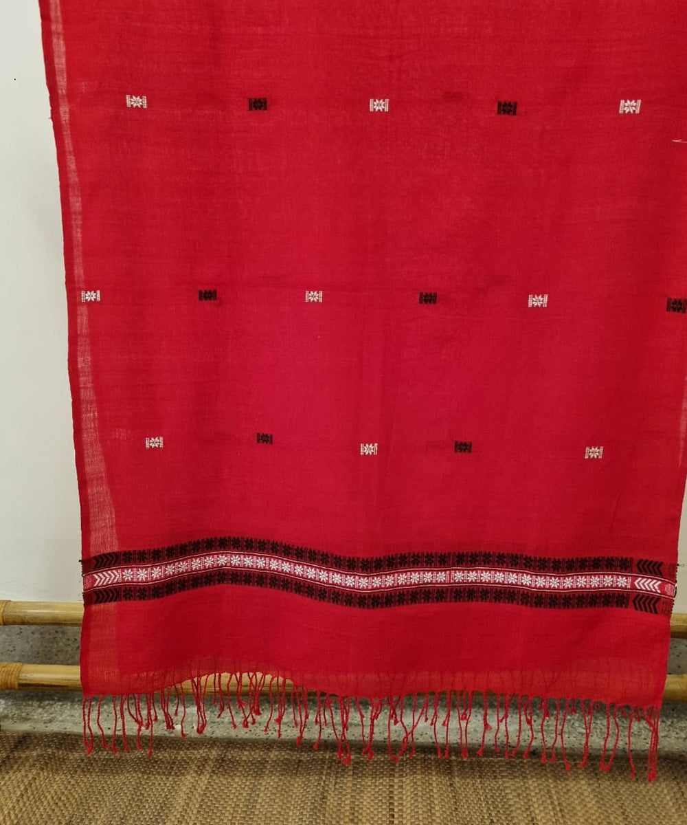 Red black handloom cotton assamdupatta