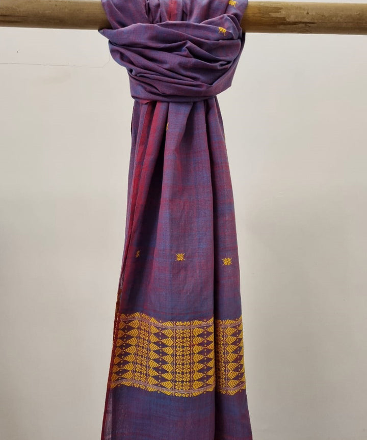 Red purple handloom cotton assam dupatta