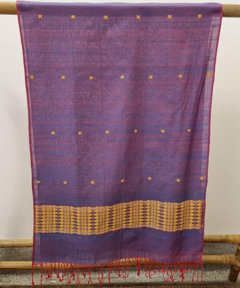 Red purple handloom cotton assam dupatta