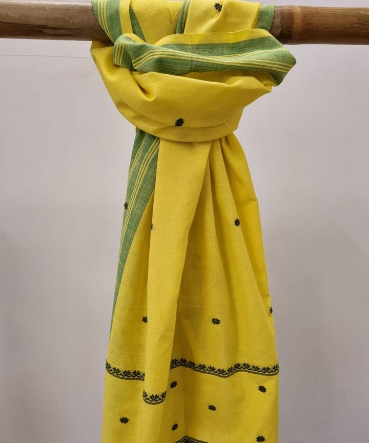 Yellow green handloom cotton assam dupatta