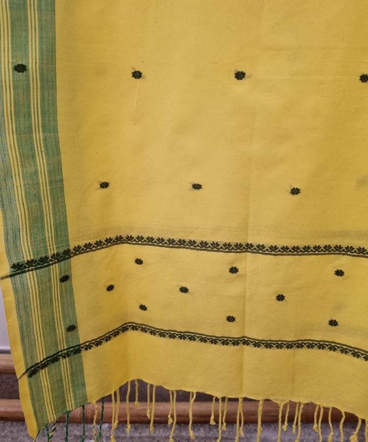 Yellow green handloom cotton assam dupatta