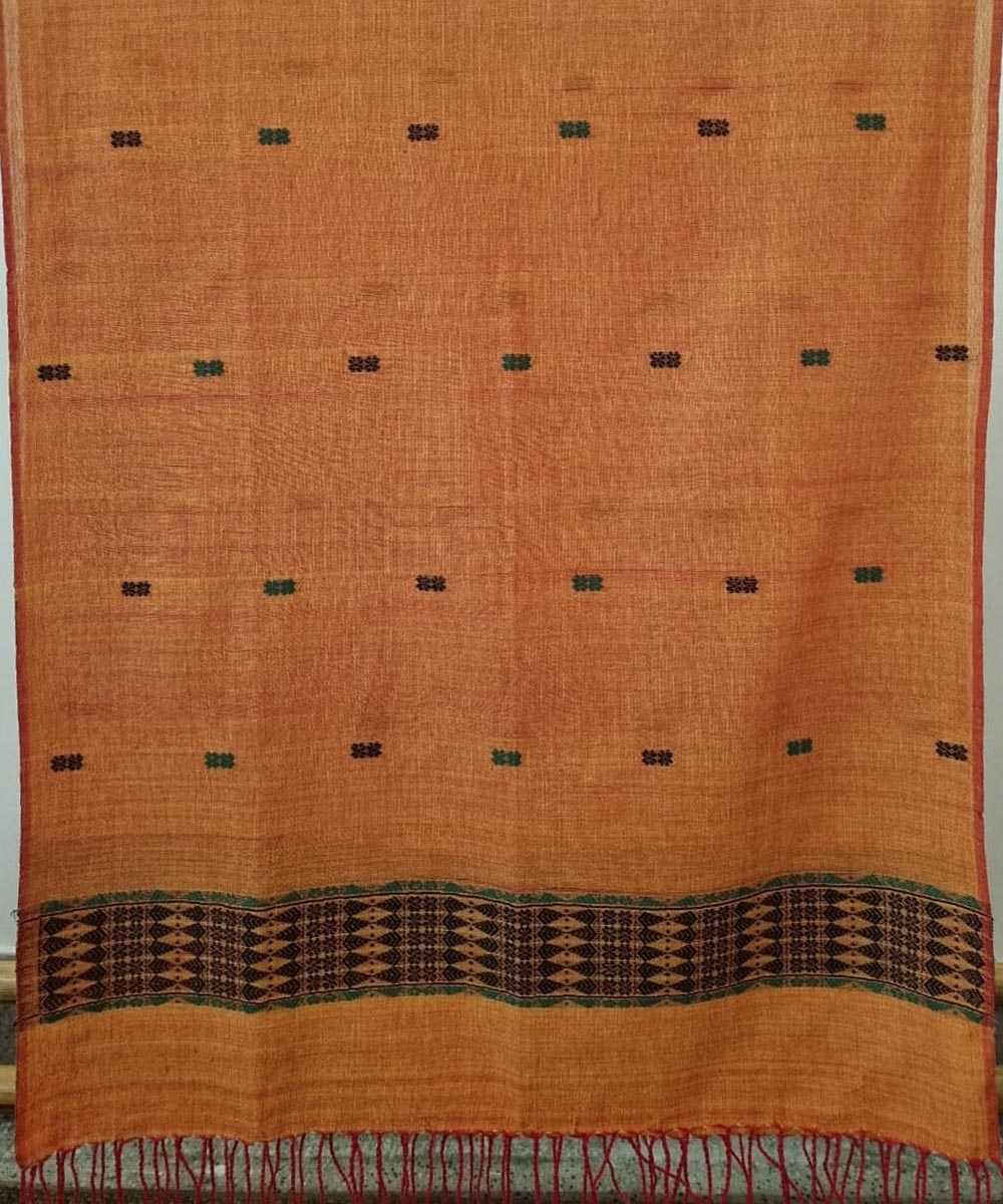 Black rust handloom cotton assam dupatta