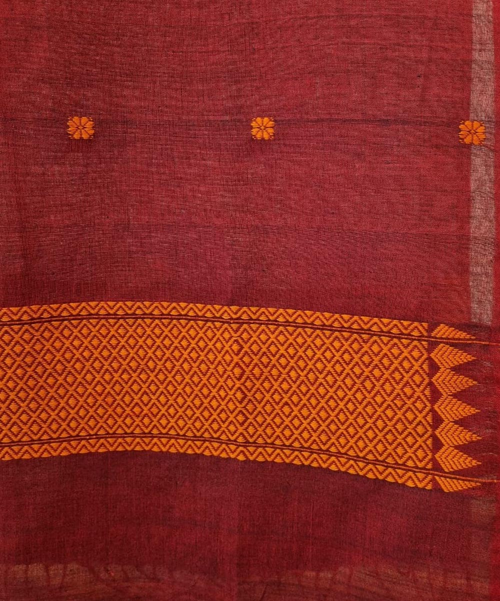 Maroon orange handloom assam cotton dupatta