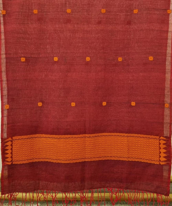 Maroon orange handloom assam cotton dupatta