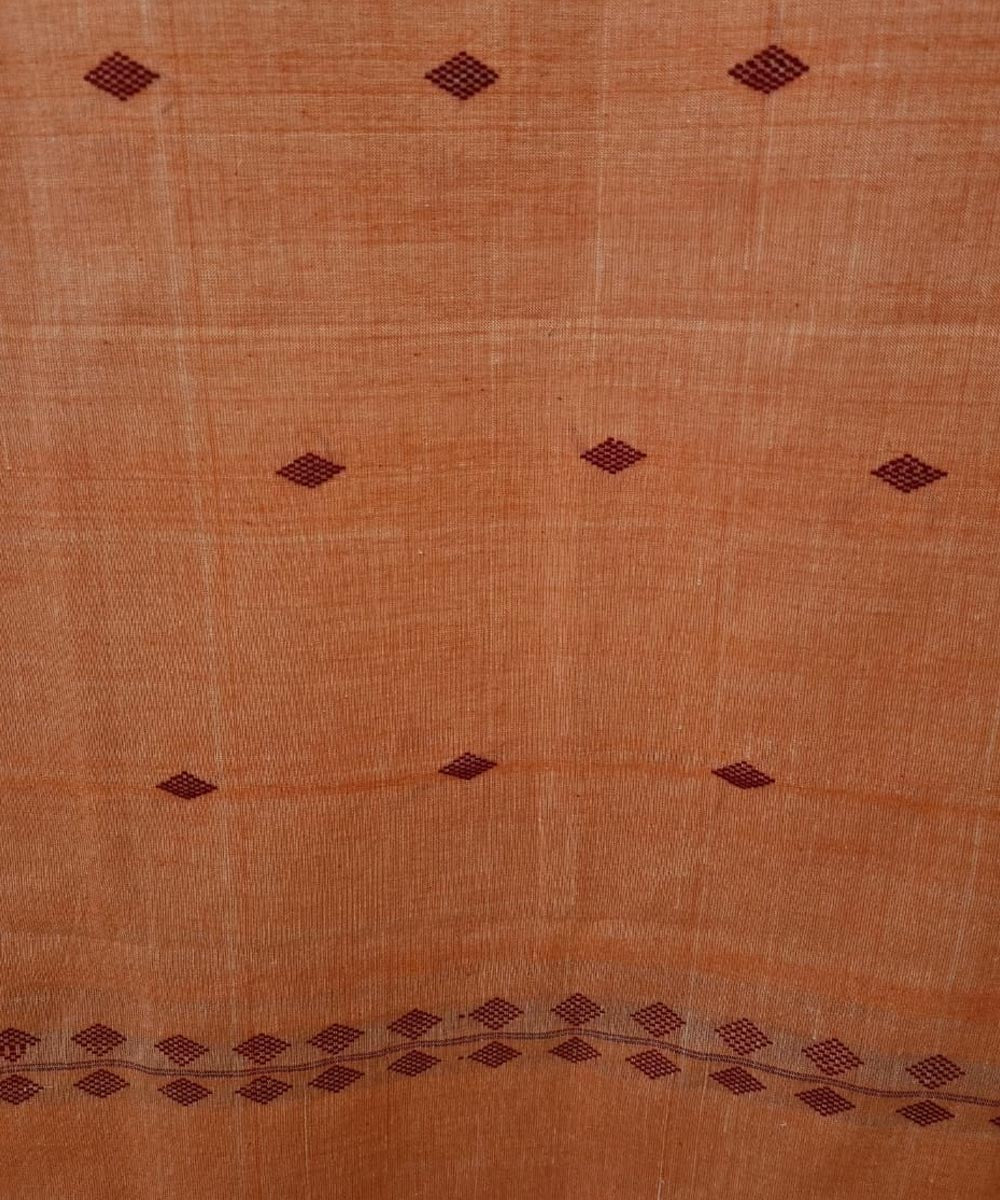 Maroon light orange handloom cotton assam dupatta