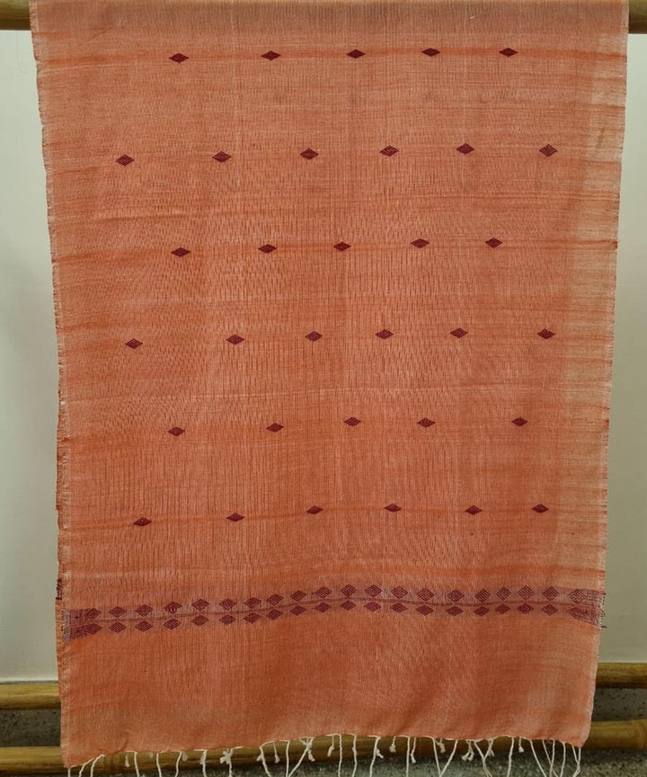 Maroon light orange handloom cotton assam dupatta