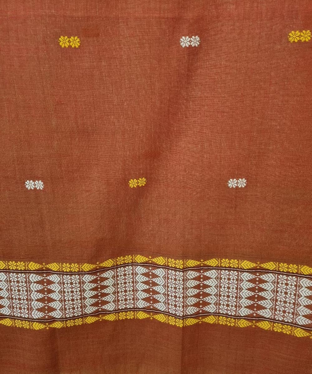 Rust white handloom cotton assam dupatta