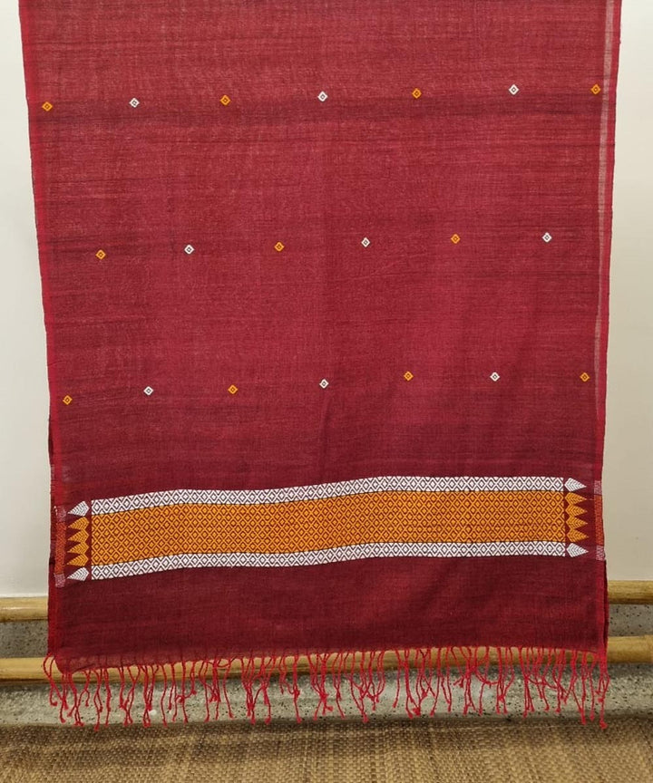 Maroon orange handloom cotton assam dupatta