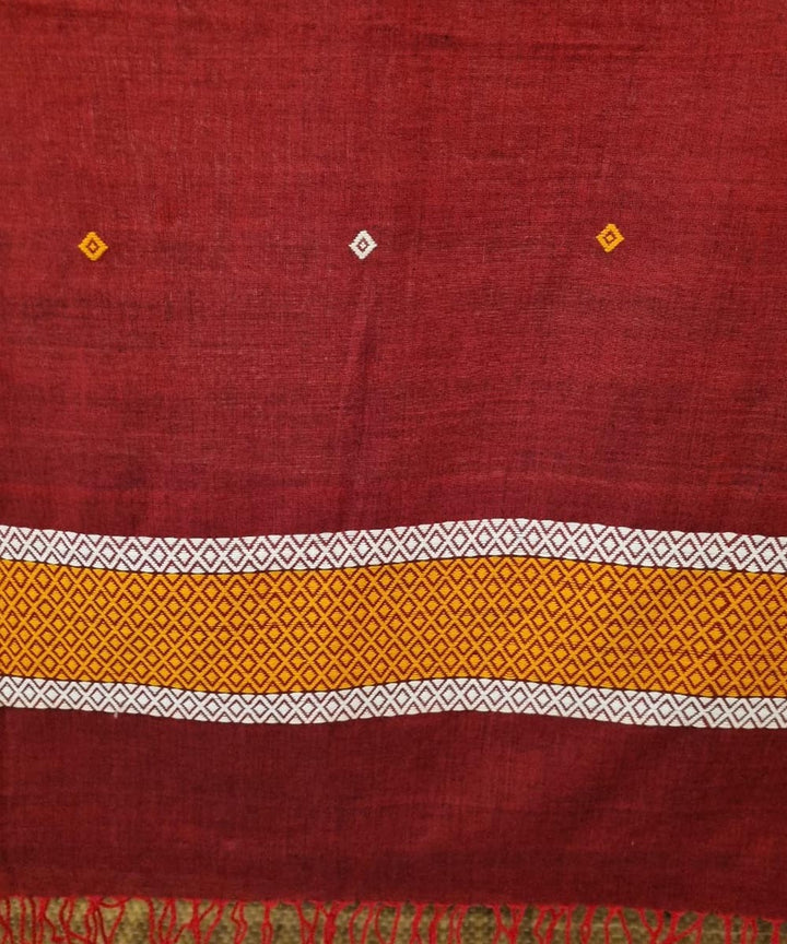 Maroon orange handloom cotton assam dupatta