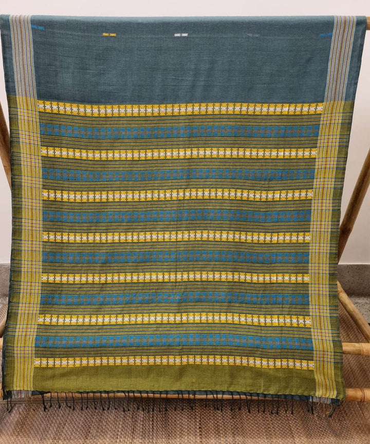 Feldgrau grey green cotton handwoven assam saree