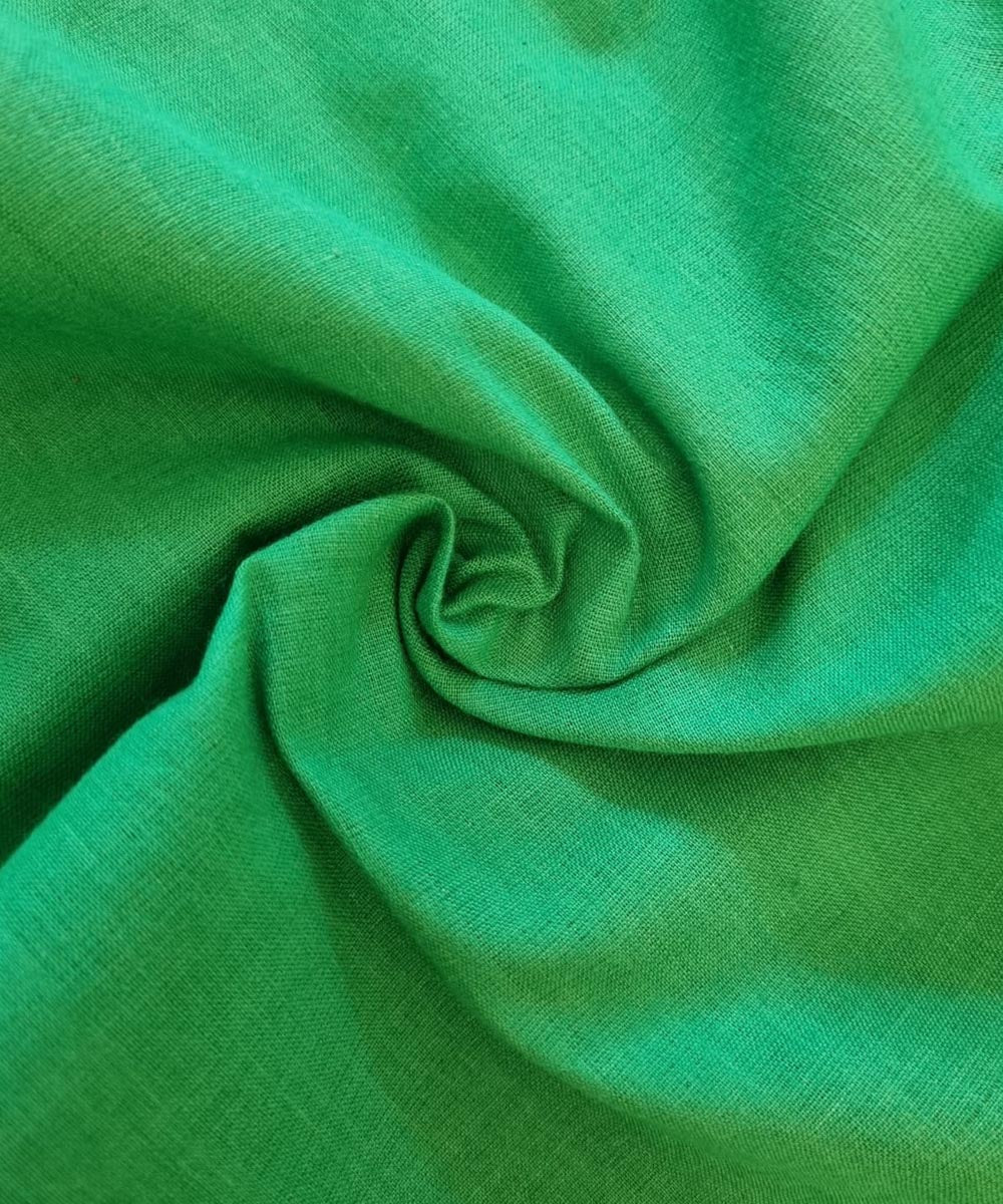 Cyan green handwoven cotton assam fabric