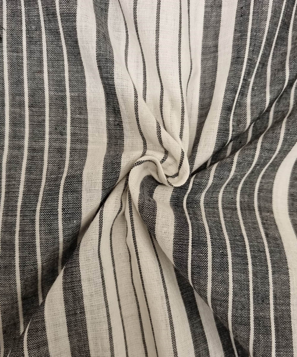 Black white handwoven cotton assam fabric