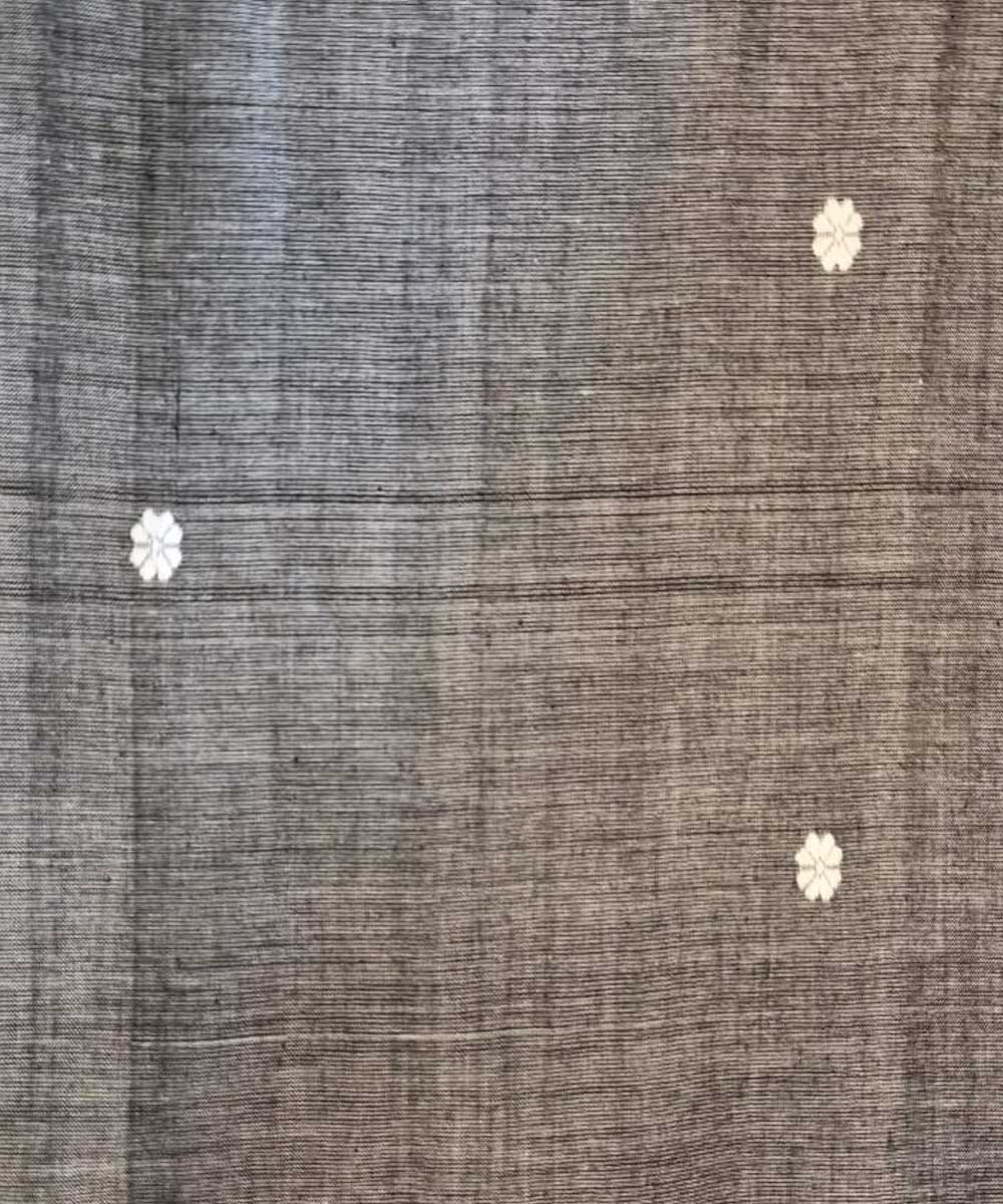 Grey with buti handwoven cotton assam fabric