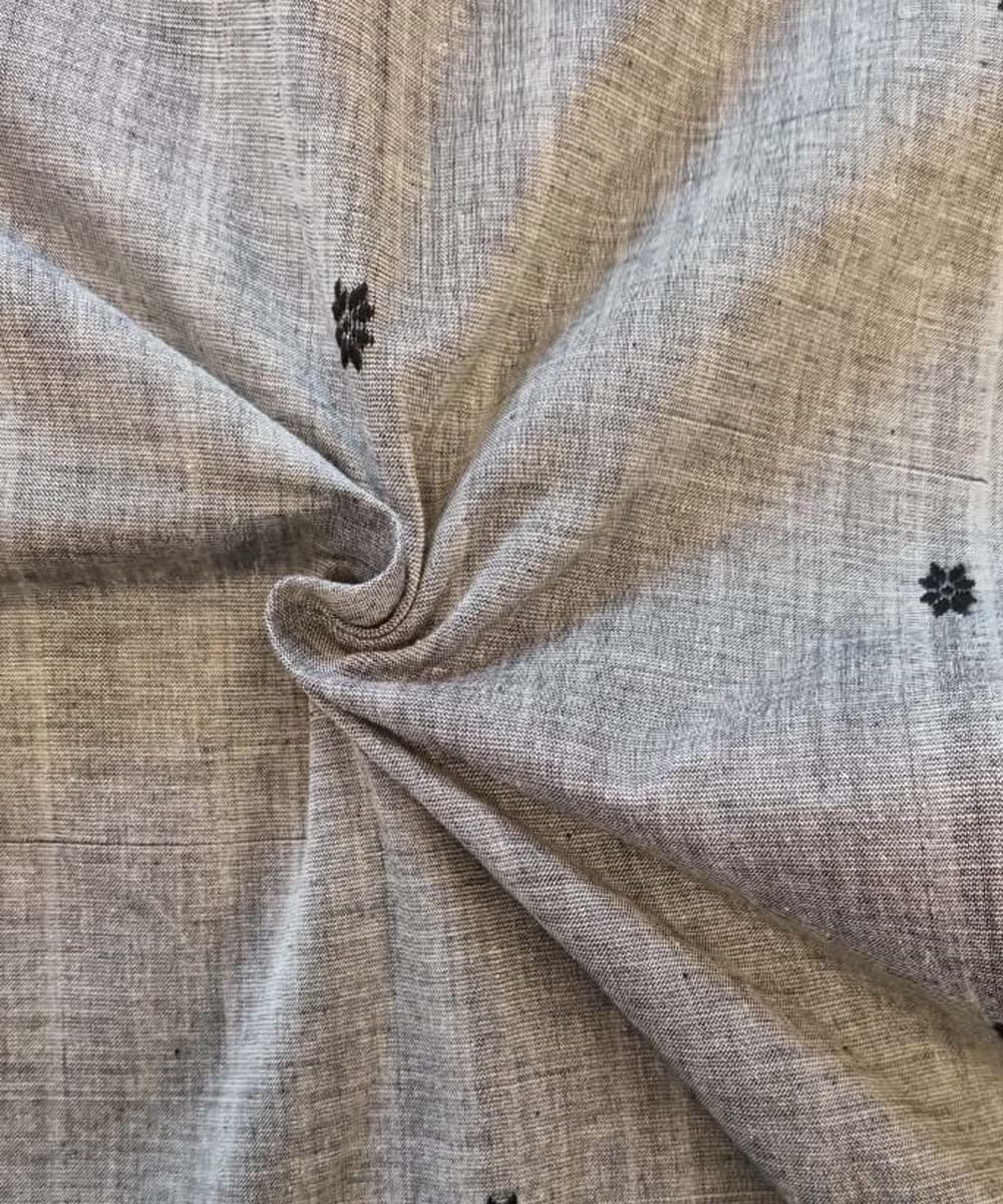 Grey with black buti handwoven cotton assam fabric