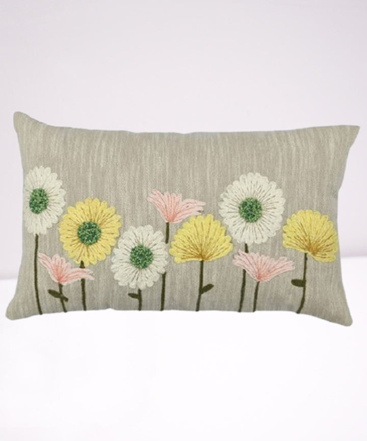 Cream hand embroidery cotton cushion cover