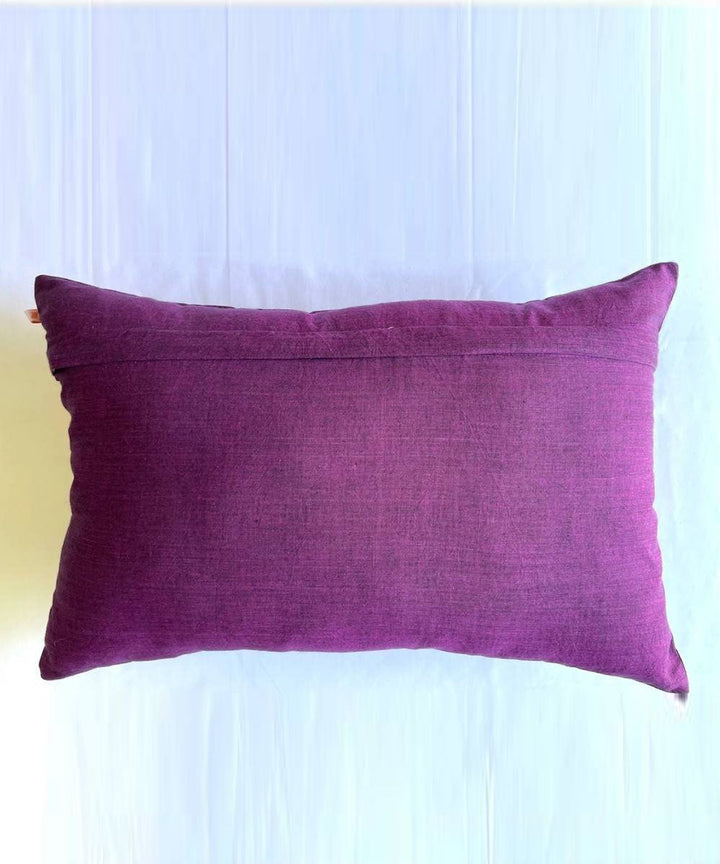 Purple cream handwoven ikat cotton cushion cover