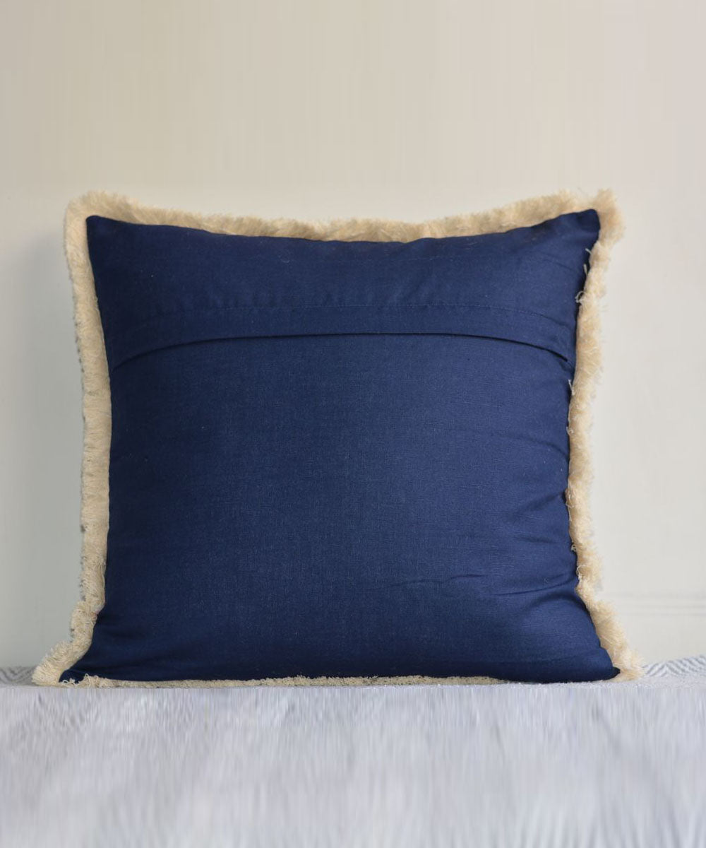 Indigo hand woven ikat cotton cushion cover