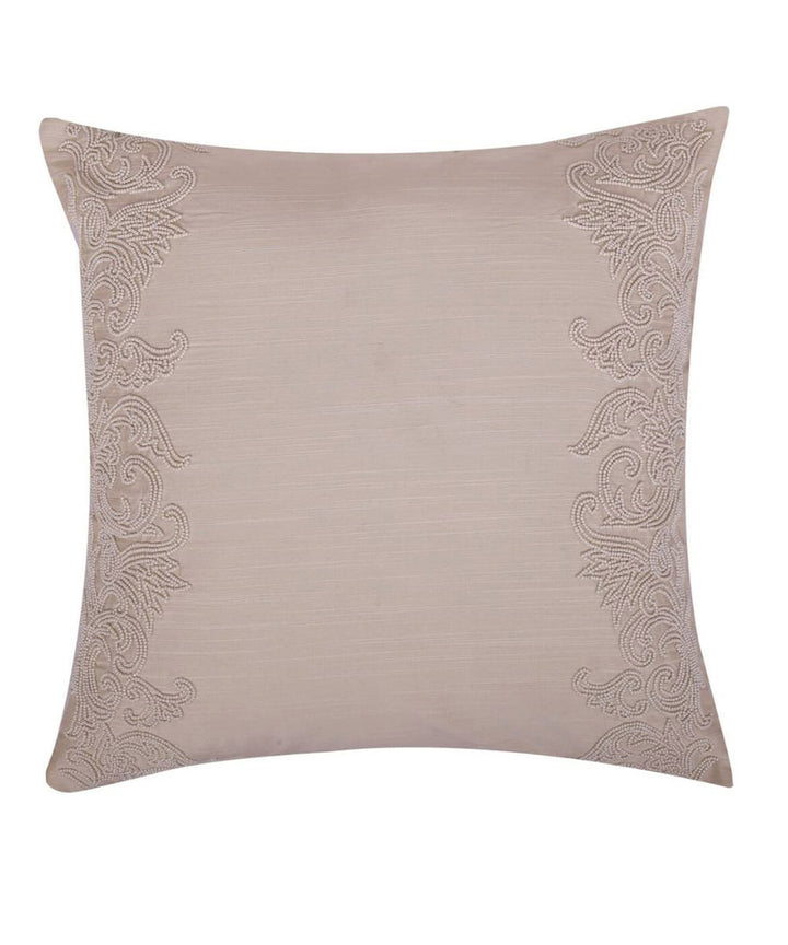 Cream hand embroidery dupion silk cushion cover