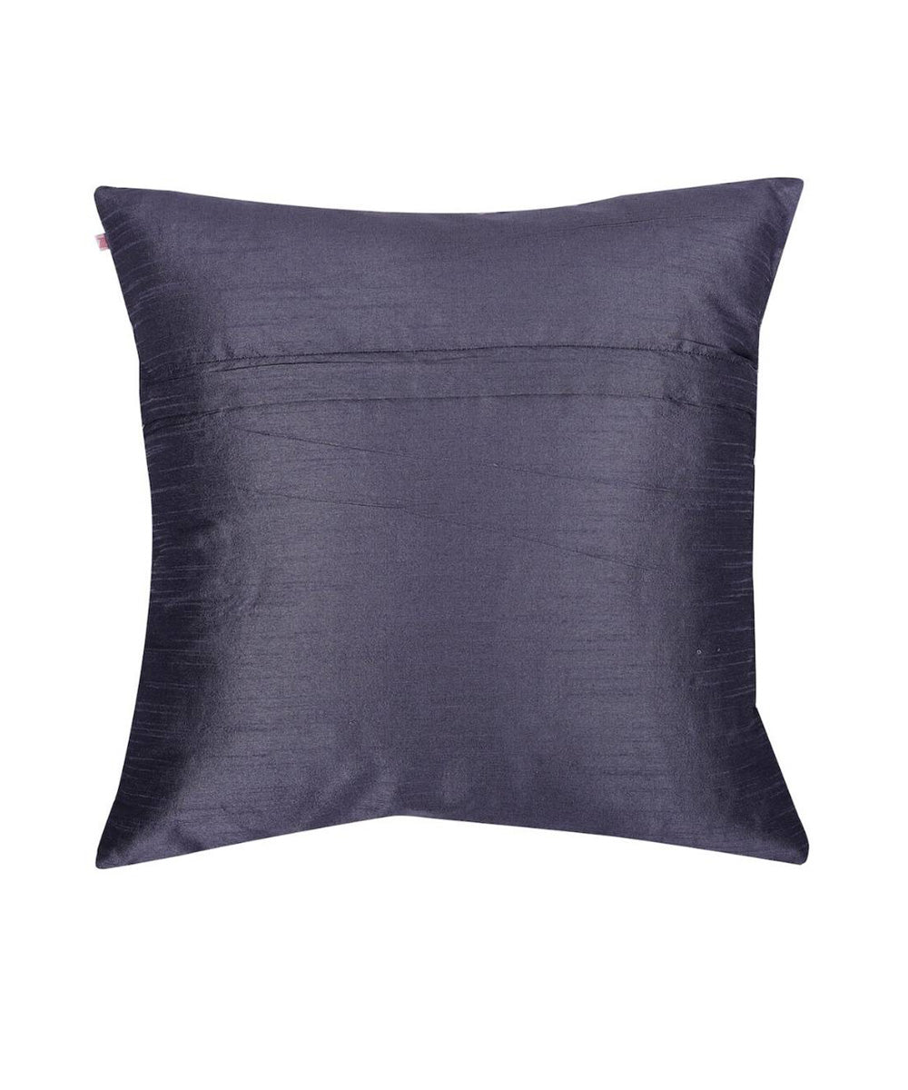 Grey hand embroidery dupion silk cushion cover