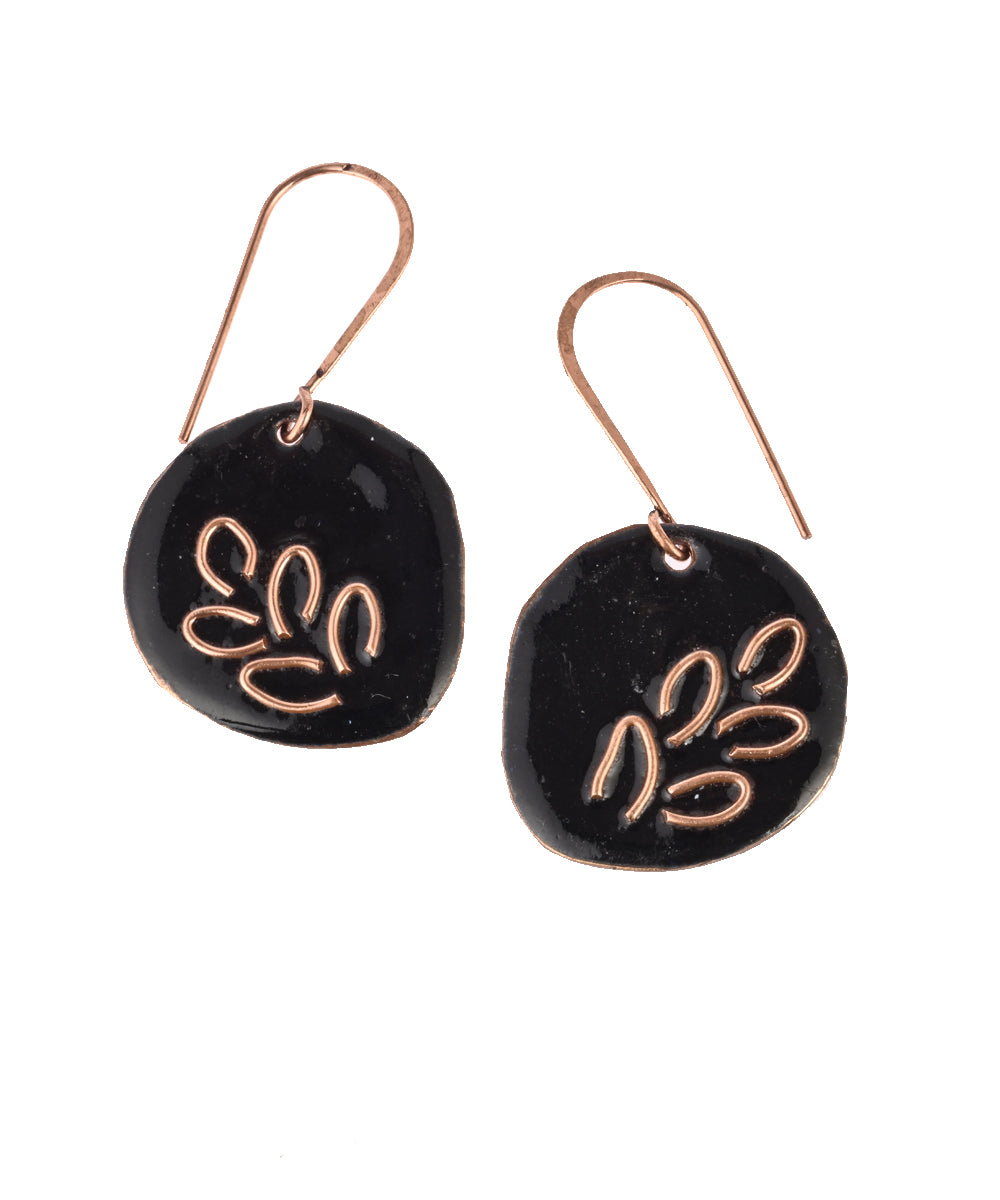 Black copper handcrafted copper enamel earring