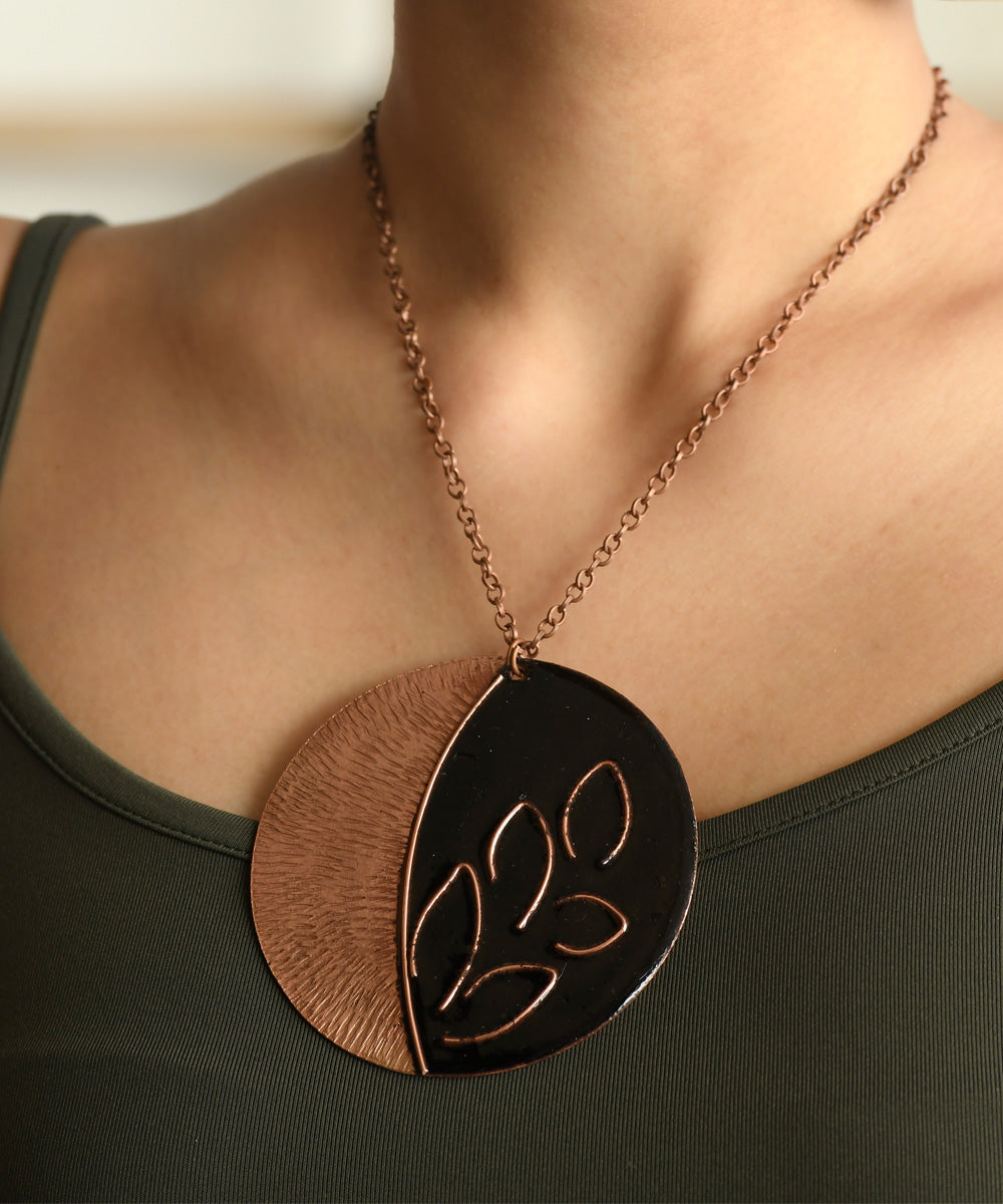 Black handcrafted copper enamel necklace