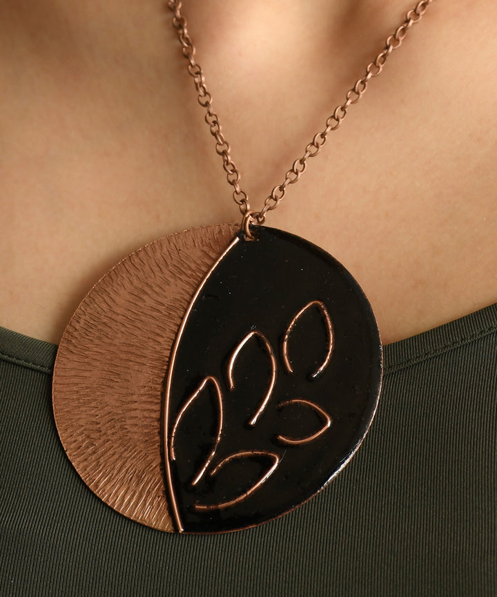 Black handcrafted copper enamel necklace